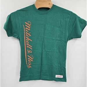 Mitchell &‎ Ness Tee Shirt Mens S Branded Script Kelly Green Short Sleeve